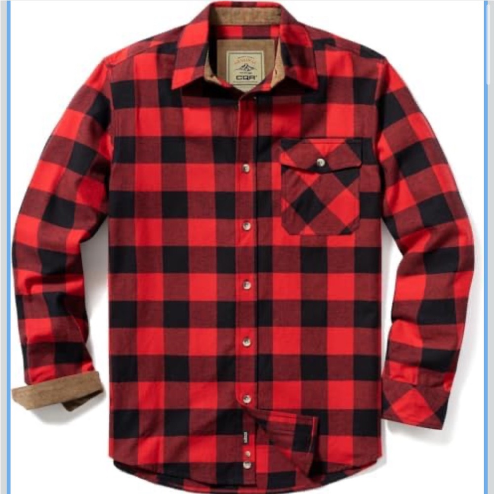 CQR Men’s red and black classic cotton flannel size XL